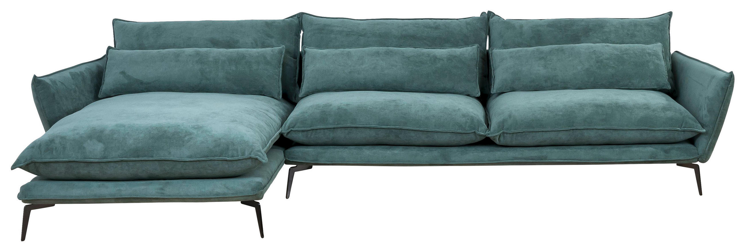 ECKSOFA in Webstoff Grün  165/338 cm  - Schwarz/Grün, Design, Textil/Metall (165/338cm) - Hom`in