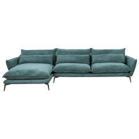 ECKSOFA in Webstoff Grün  - Schwarz/Grün, Design, Textil/Metall (165/338cm) - Hom`in
