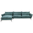 ECKSOFA in Webstoff Grün  - Schwarz/Grün, Design, Textil/Metall (165/338cm) - Hom`in