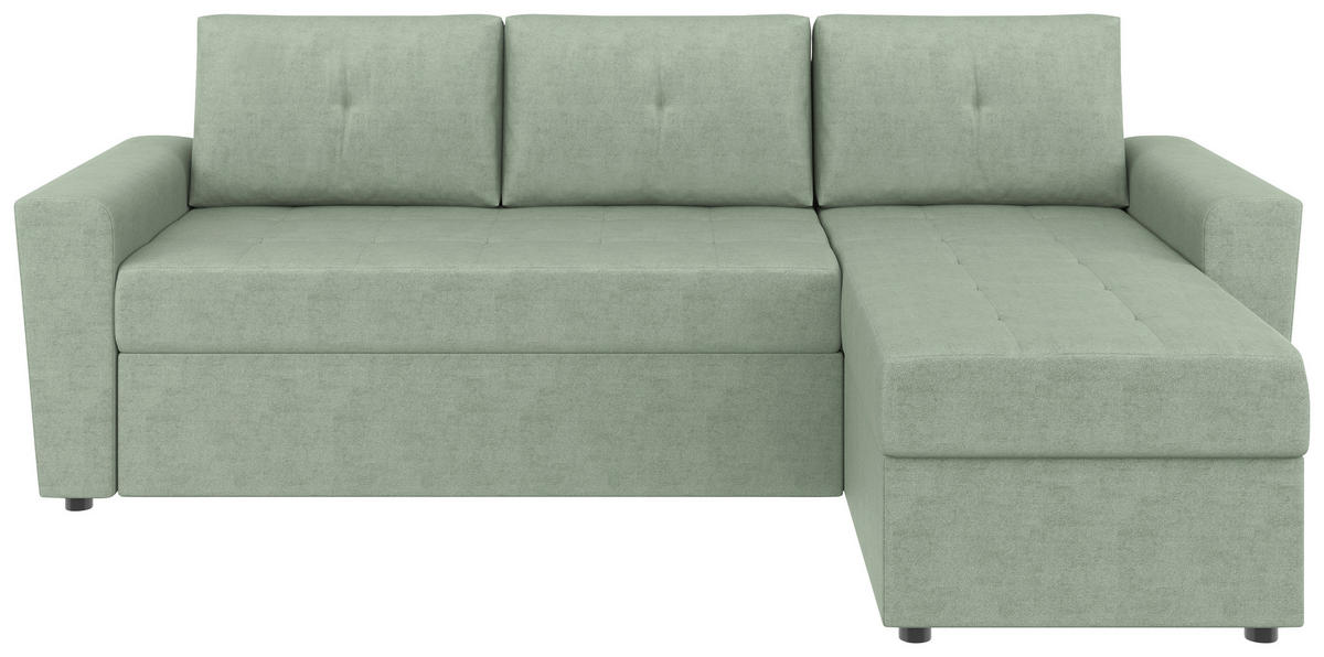 ECKSOFA TERMOLI in Jacquard Mintgrün  231/155 cm  - Schwarz/Mintgrün, Design, Kunststoff/Textil (231/155cm) - MID.YOU