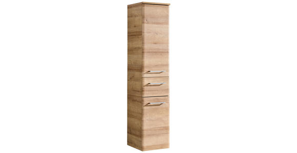 MIDISCHRANK 30/142/33 cm  - Chromfarben/Eichefarben, KONVENTIONELL, Glas/Holzwerkstoff (30/142/33cm) - Xora