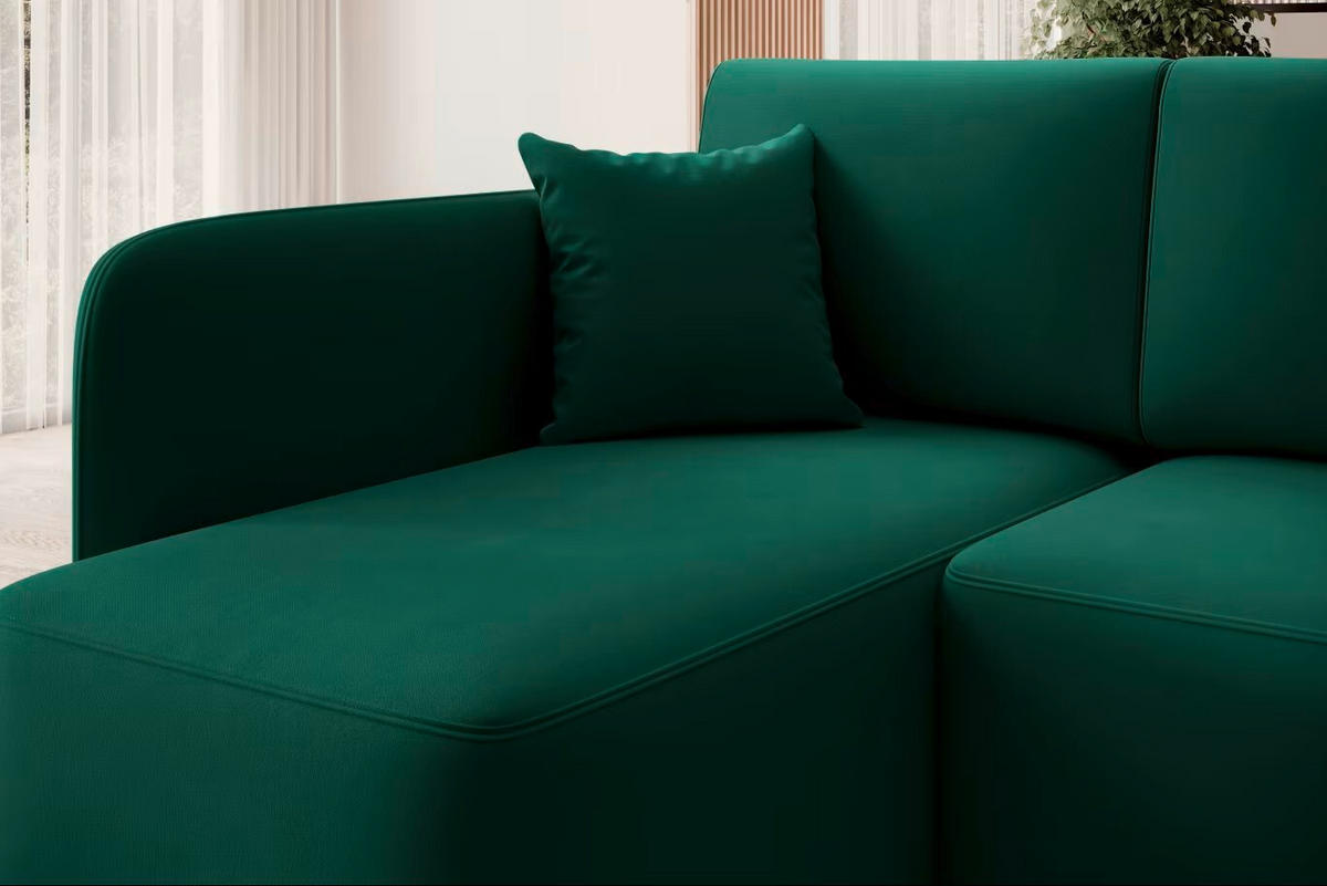 ECKSOFA in Plüsch Grün  150/206 cm  - Schwarz/Grün, Design, Kunststoff/Textil (150/206cm) - MID.YOU