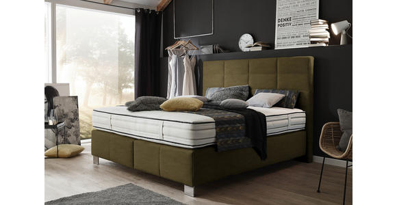 BOXSPRINGBETT 180/200 cm in Olivgrün - Alufarben/Olivgrün, KONVENTIONELL, Holzwerkstoff/Textil (180/200cm) - Dieter Knoll