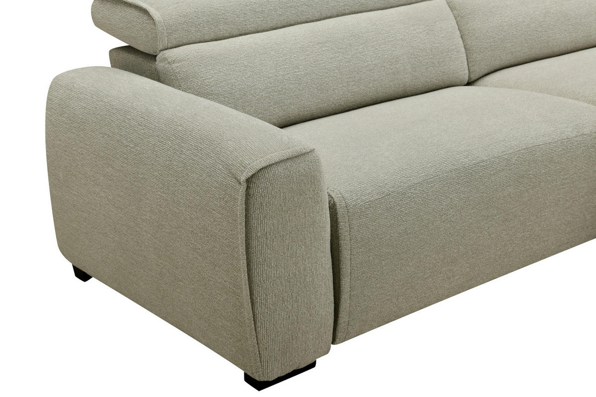 ECKSOFA Beige Mikrofaser  - Beige/Schwarz, Design, Holz/Textil (256/172cm) - Carryhome