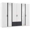 KLEIDERSCHRANK 271/210/54 cm 6-türig Weiß, Grau  - Weiß/Grau, KONVENTIONELL, Holzwerkstoff/Kunststoff (271/210/54cm) - Rauch Möbel