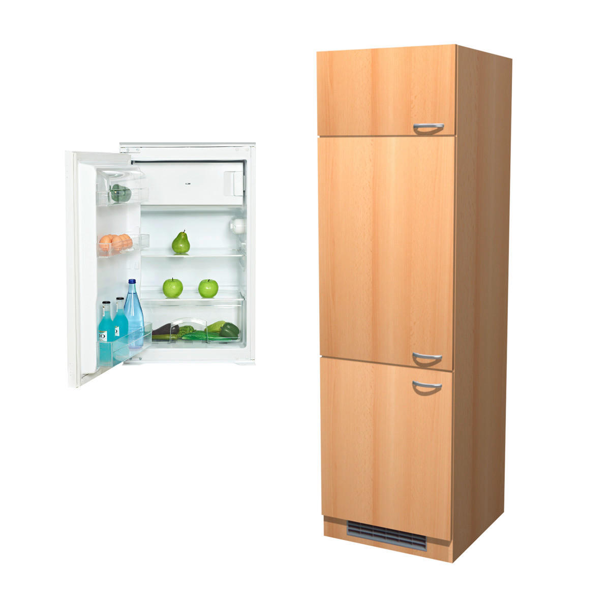 GERÄTEUMBAUSCHRANK 60/200/57 cm in Buchefarben - Edelstahlfarben/Buchefarben, MODERN, Holzwerkstoff/Kunststoff (60/200/57cm) - FlexWell