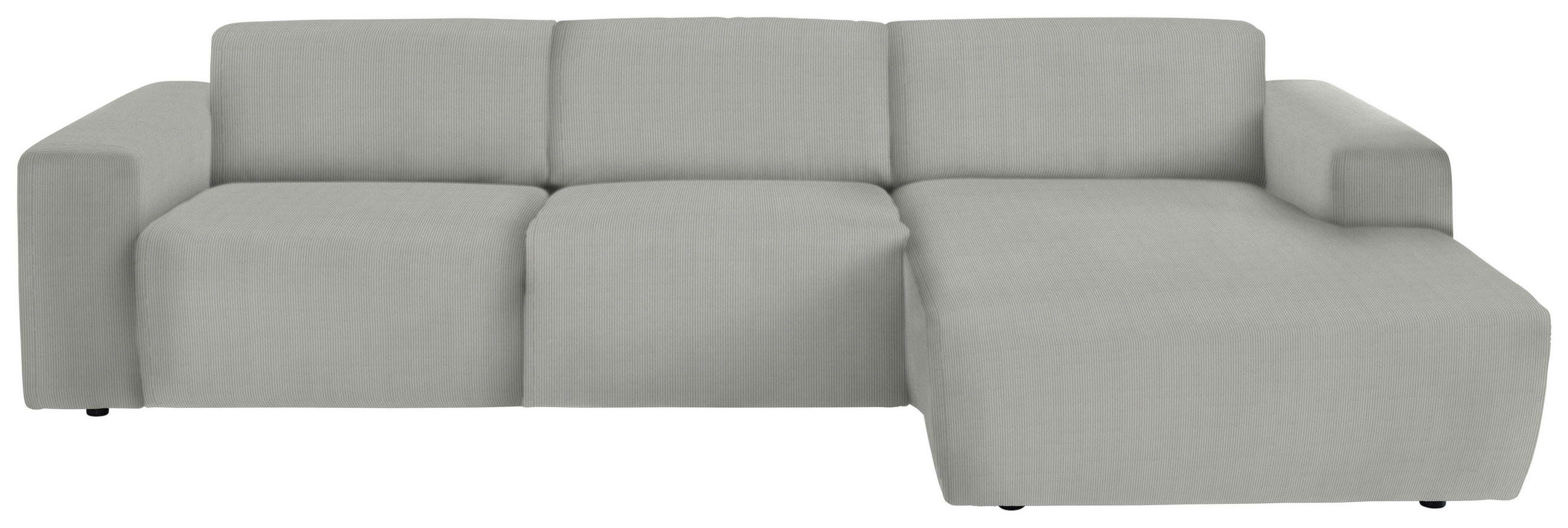 ECKSOFA in Feincord Hellgrau  - Hellgrau/Schwarz, Design, Kunststoff/Textil (301/177cm) - Beldomo Style