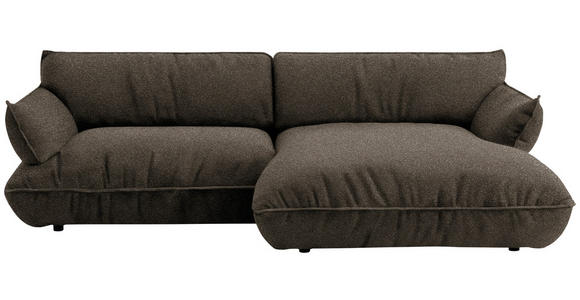 ECKSOFA  in Flachgewebe Dunkelbraun  264/185 cm  - Dunkelbraun/Schwarz, Design, Kunststoff/Textil (264/185cm) - Belluti