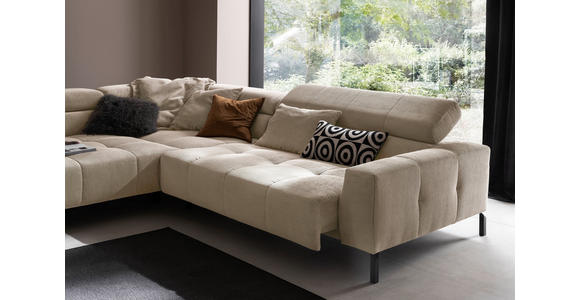 ECKSOFA in Cord Taupe  - Taupe/Schwarz, KONVENTIONELL, Textil/Metall (219/311cm) - Hom`in