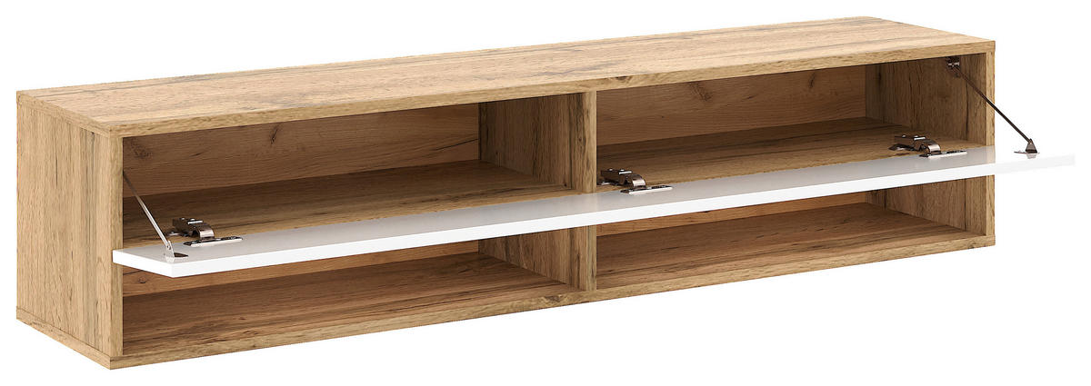 LOWBOARD DERBY  in 140/31,5/32,5 cm  - Weiß Hochglanz/Eiche Wotan, Design, Holzwerkstoff (140/31,5/32,5cm) - Livetastic