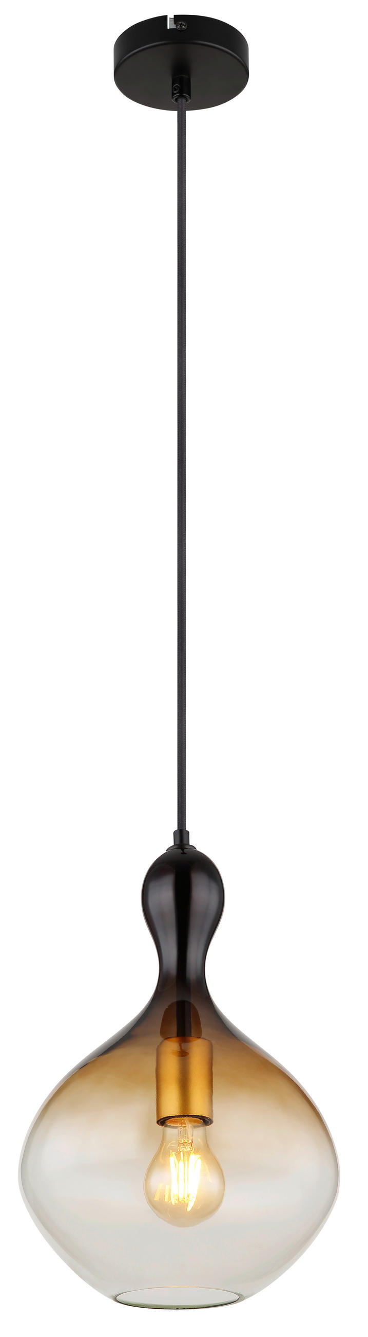 HÄNGELEUCHTE 23/120 cm    - Klar/Goldfarben, Design, Glas/Textil (23/120cm) - Globo