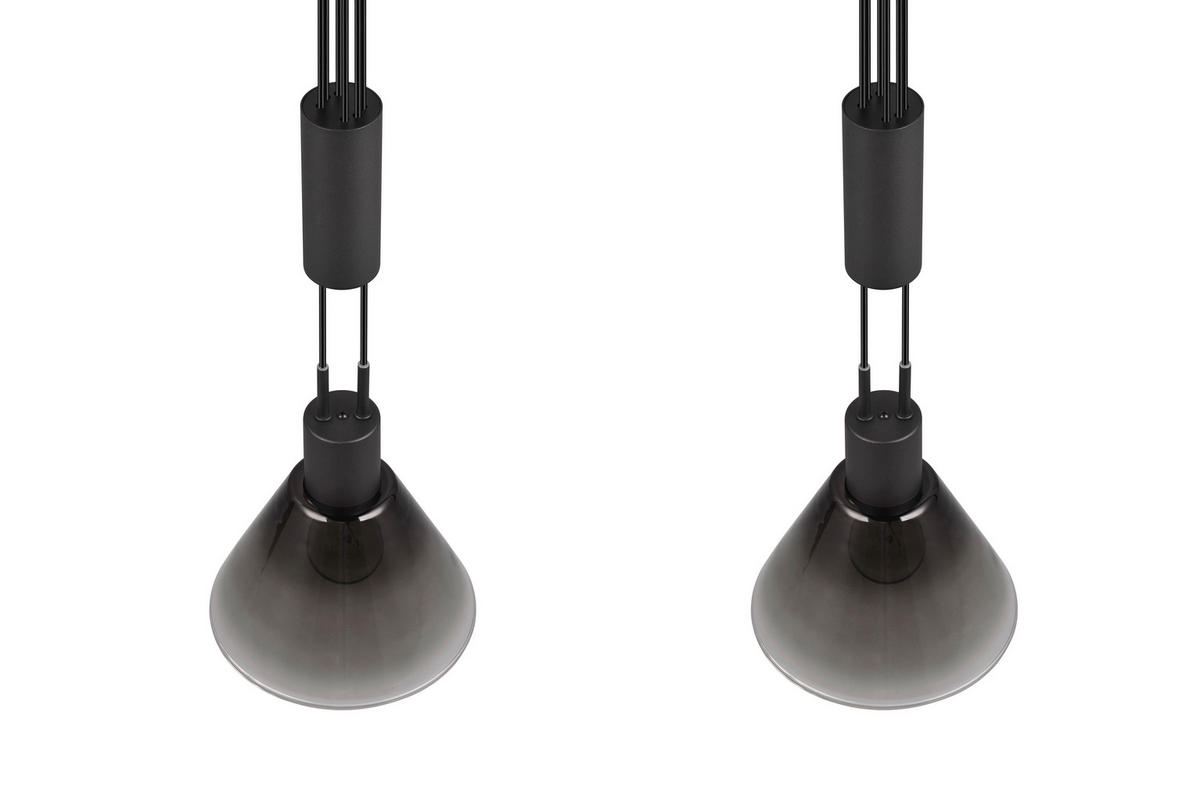 HÄNGELEUCHTE 19/55/160 cm    - Schwarz/Grau, Konventionell, Glas/Metall (19/55/160cm) - Trio Leuchten