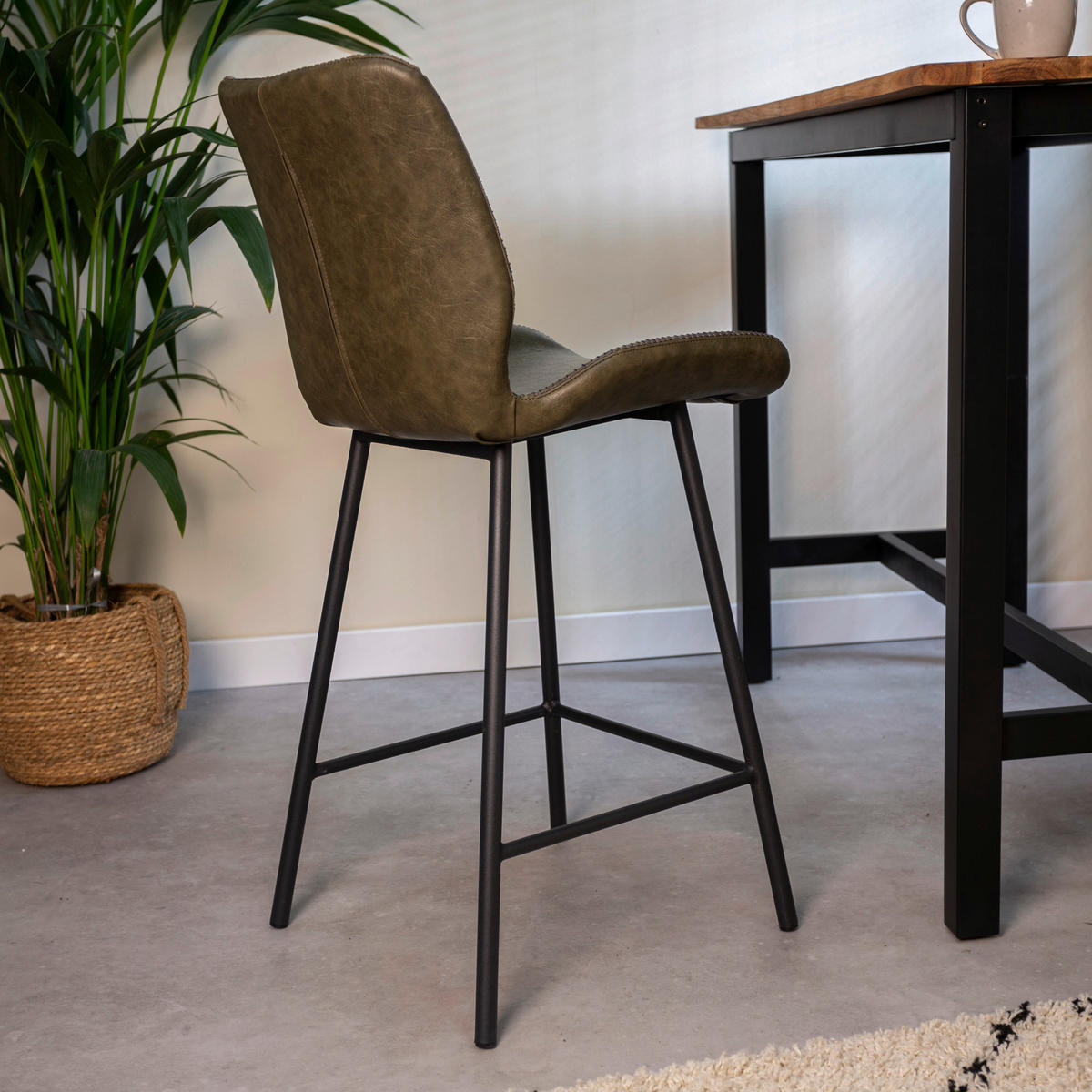 BARHOCKER-SET in Grün  - Schwarz/Grün, KONVENTIONELL, Kunststoff/Textil (47/99/55cm) - MID.YOU