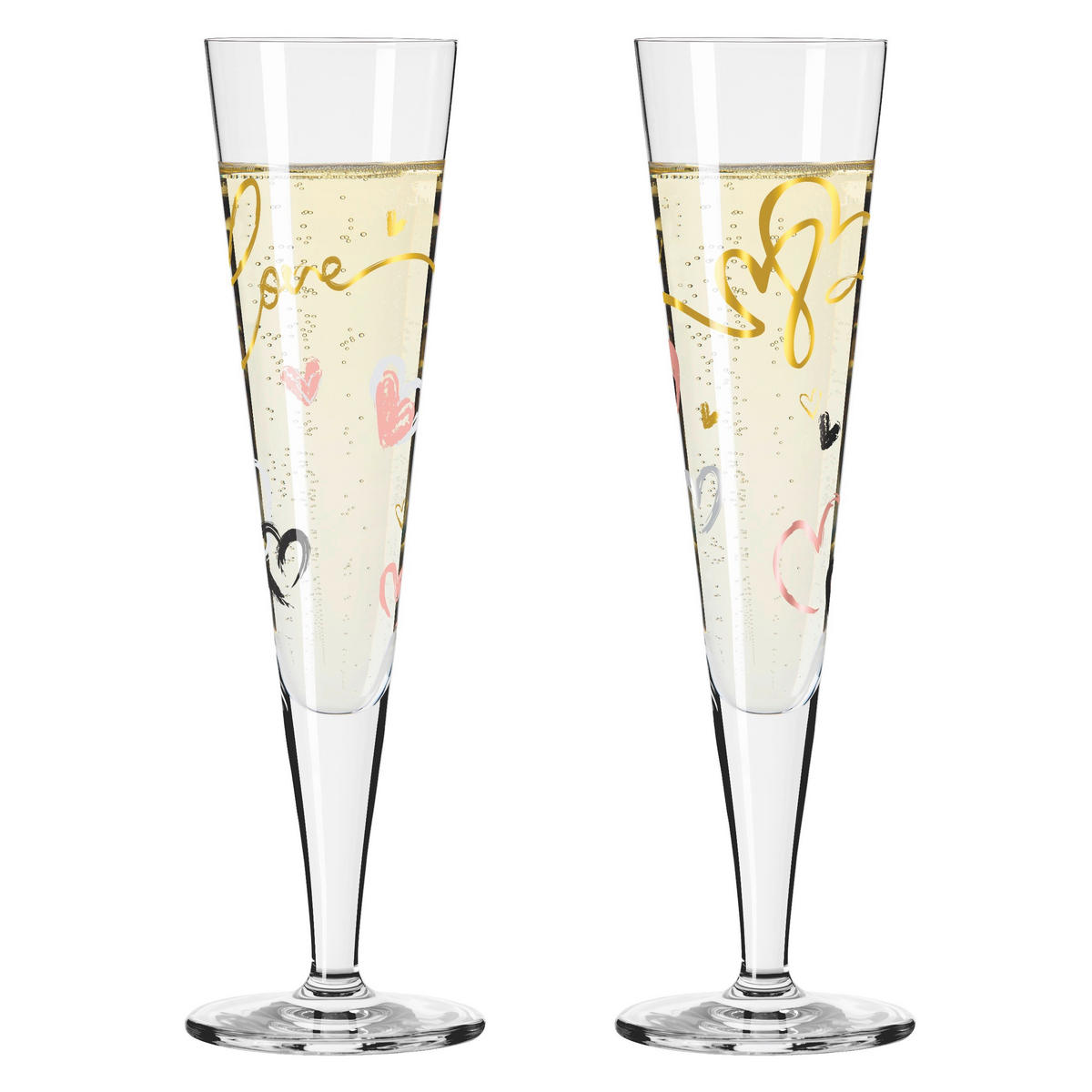 CHAMPAGNERGLAS Goldnacht 205 ml 2-teilig  - Goldfarben/Schwarz, LIFESTYLE, Glas (16,3/26,6/7,7cm) - Ritzenhoff