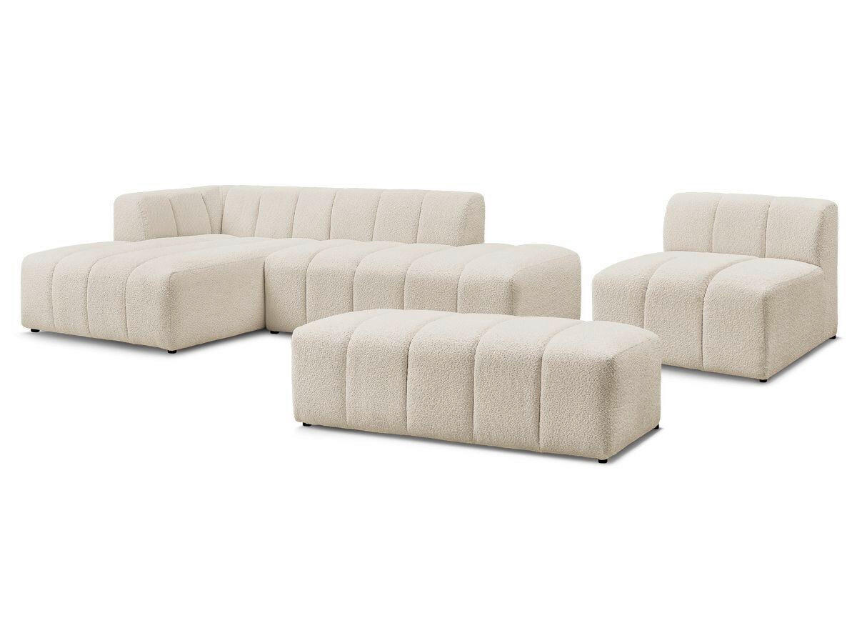 ECKSOFA Ottomane links  ANNECY Beige Bouclé  - Beige/Schwarz, MODERN, Kunststoff/Textil (170/262cm)