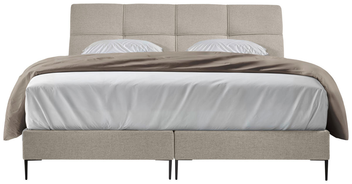 BOXSPRING-ÁGY 180/200 cm  krémszínű  - krémszínű/natúr színű, Modern, faalapú anyag/textil (180/200cm) - MID.YOU