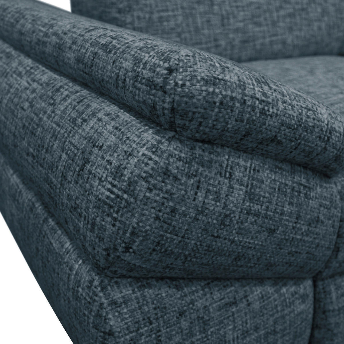 ECKSOFA Blau Struktur, Plüsch  - Blau/Schwarz, Design, Textil/Metall (274/201cm) - MID.YOU