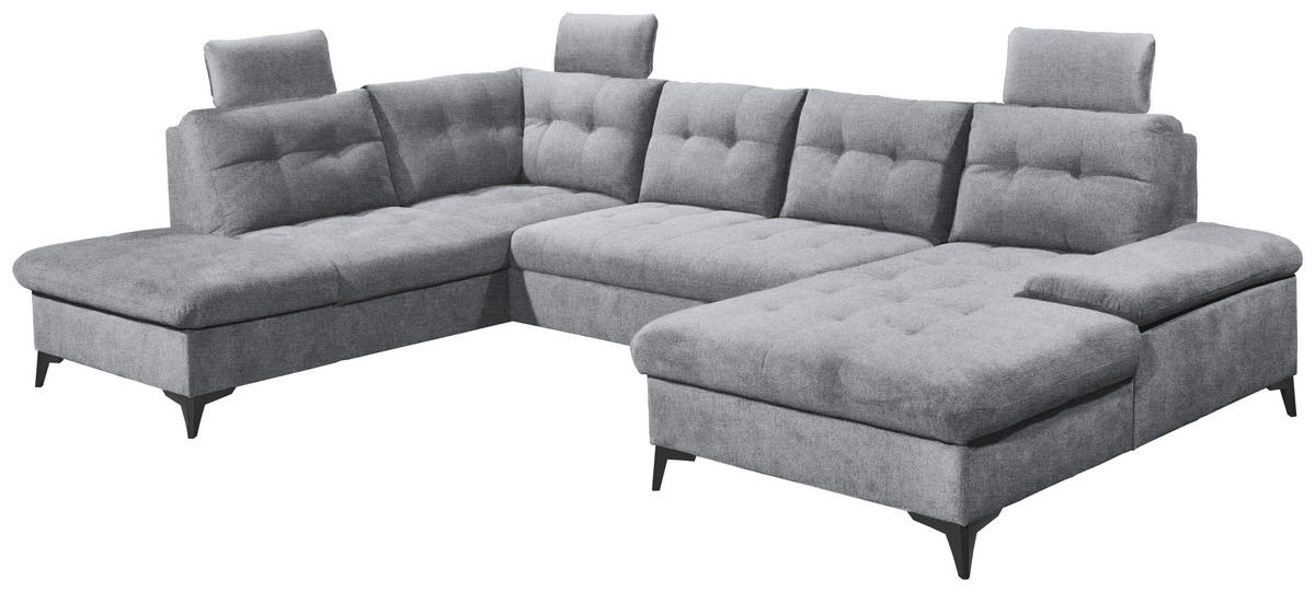 SJEDEĆA GARNITURA tekstil  siva   - siva/crna, Konvencionalno, tekstil/plastika (218/324/170cm) - MID.YOU