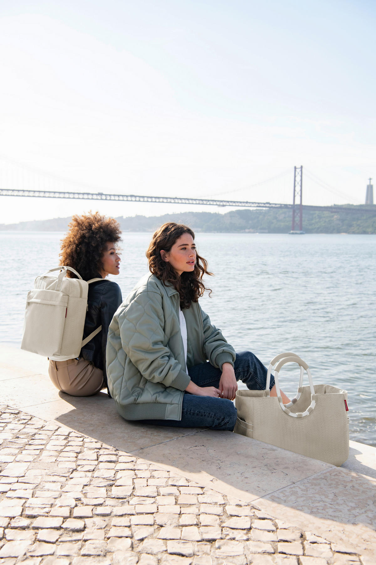 EINKAUFSTASCHE Loopshopper Herringbone Sand 25 L  - Beige/Roségold, Basics, Kunststoff/Textil (46/34.5/25cm) - Reisenthel