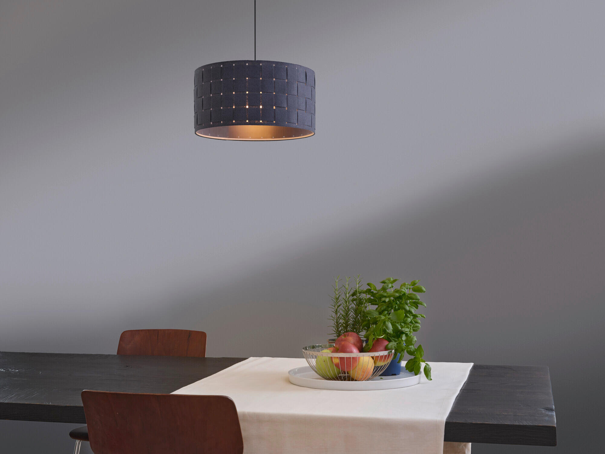 HÄNGELEUCHTE 38 cm  - Dunkelgrau, Basics, Naturmaterialien/Metall (38cm) - Osram