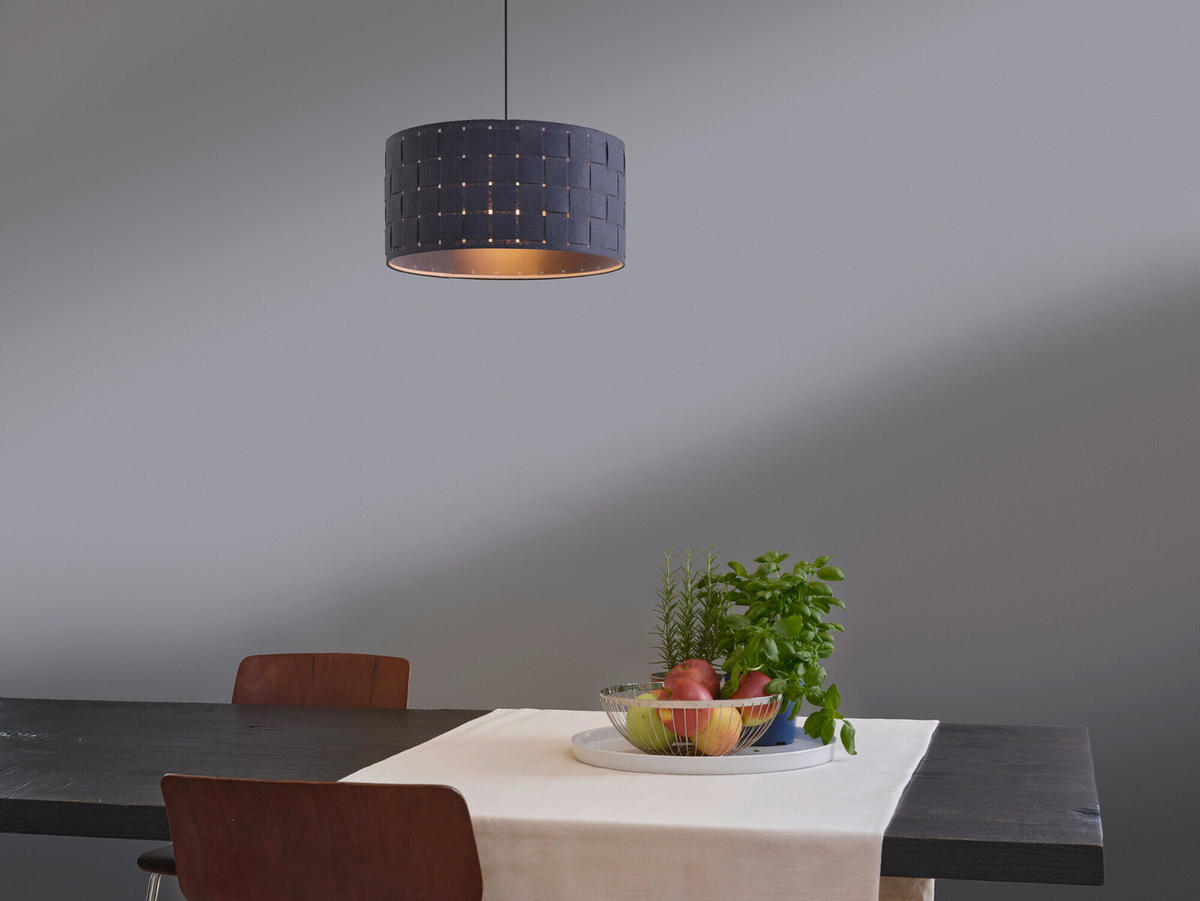 HÄNGELEUCHTE 38 cm  - Dunkelgrau, Basics, Naturmaterialien/Metall (38cm) - Osram