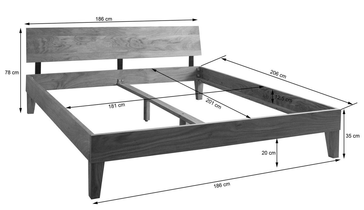 KREVET   180/200 cm   boje bagrema  - boje bagrema, Moderno, drvo (180/200cm) - MID.YOU