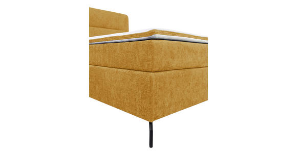 BOXSPRINGBETT 160/200 cm,  in Currygelb, Topper, H2 + H2 = mittel  - Currygelb/Schwarz, Design, Textil/Metall (160/200cm) - Esposa