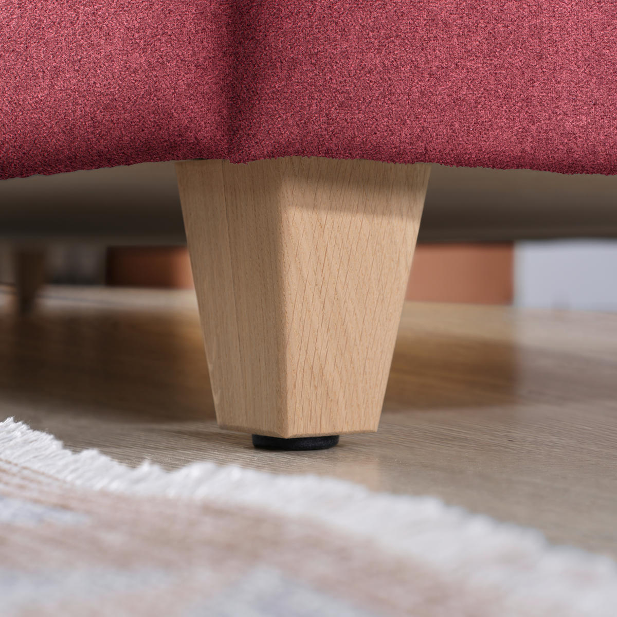 ECKSOFA in Flachgewebe Bordeaux  261/203 cm  - Eichefarben/Bordeaux, KONVENTIONELL, Holz/Textil (261/203cm) - Sedda