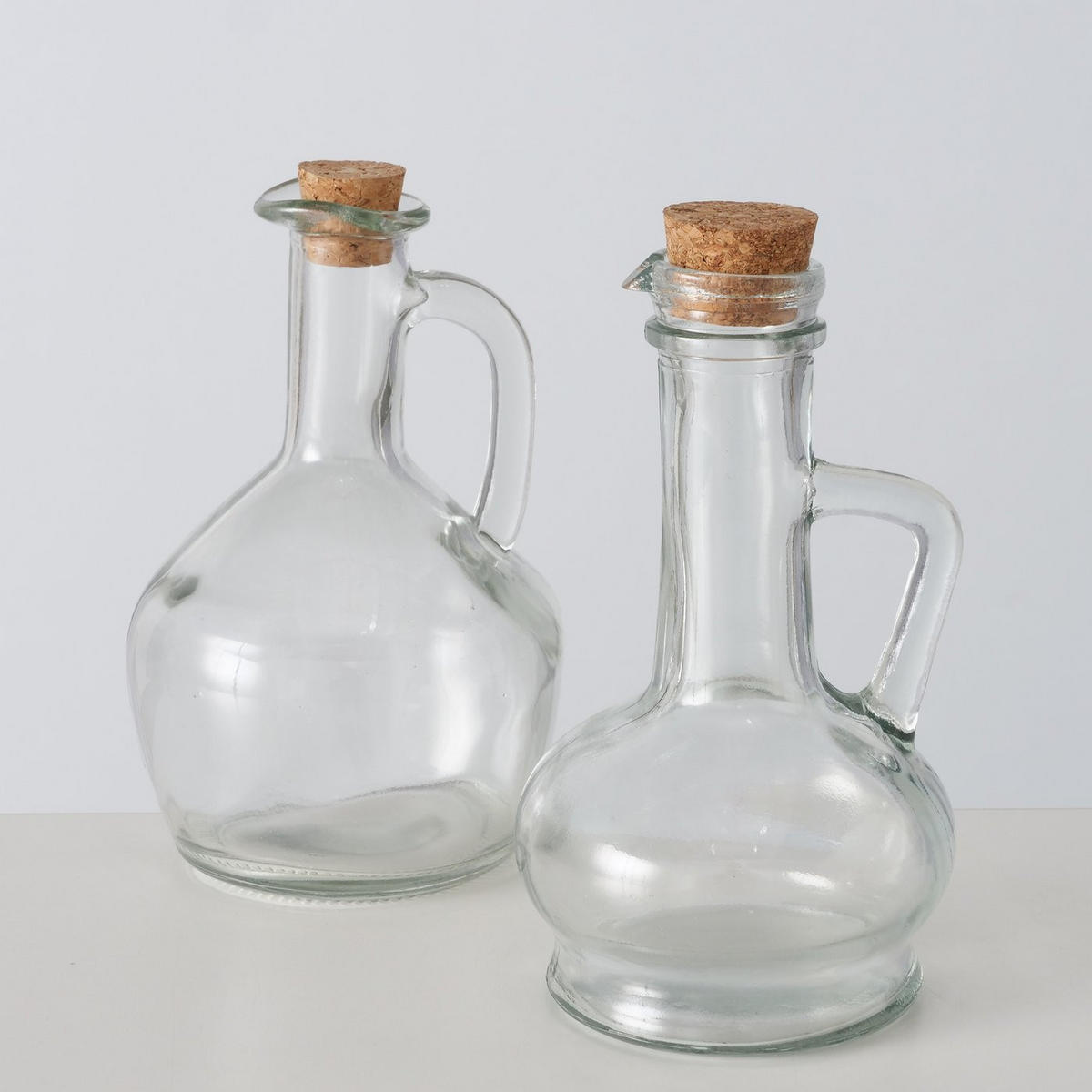 ESSIG-/ÖLFLASCHE - Transparent, Basics, Glas/Naturmaterialien (9,8/16cm)
