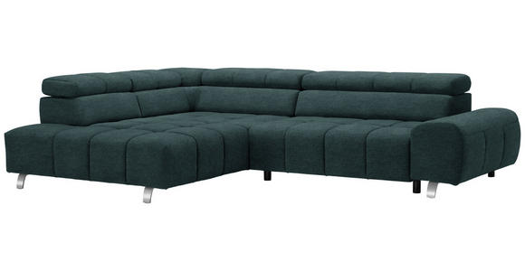 ECKSOFA in Webstoff Dunkelgrün  - Dunkelgrün/Dunkelgrau, Design, Textil/Metall (201/295cm) - Hom`in