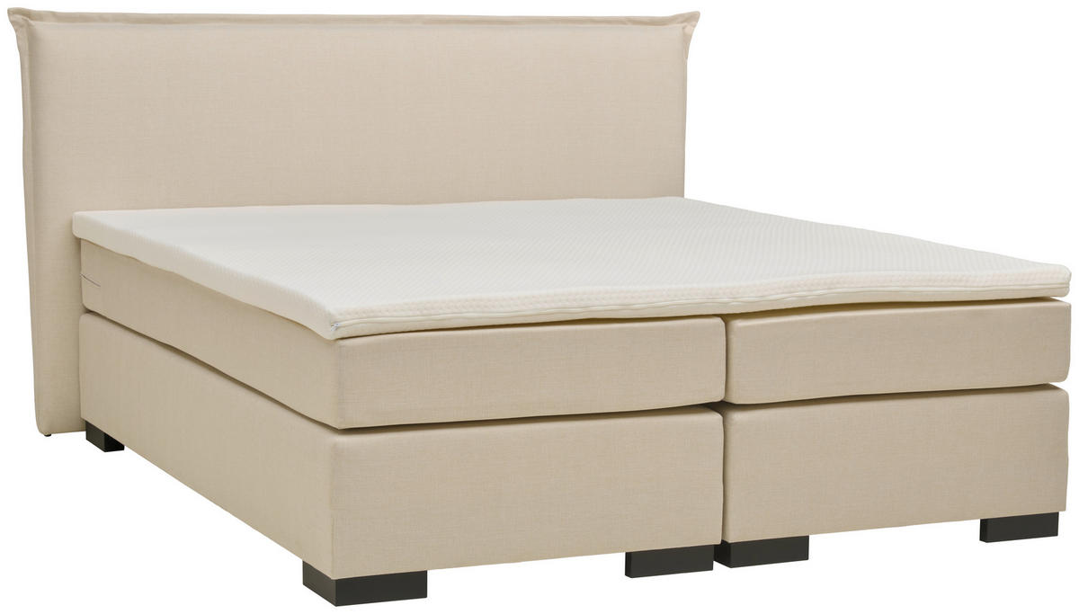 BOXSPRINGBETT 180/200 cm  in Beige  - Beige/Schwarz, MODERN, Karton/Holz (180/200cm) - MID.YOU