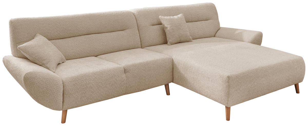 ECKSOFA Beige Bouclé  - Wildeiche/Beige, KONVENTIONELL, Holz/Textil (290/166cm) - MID.YOU