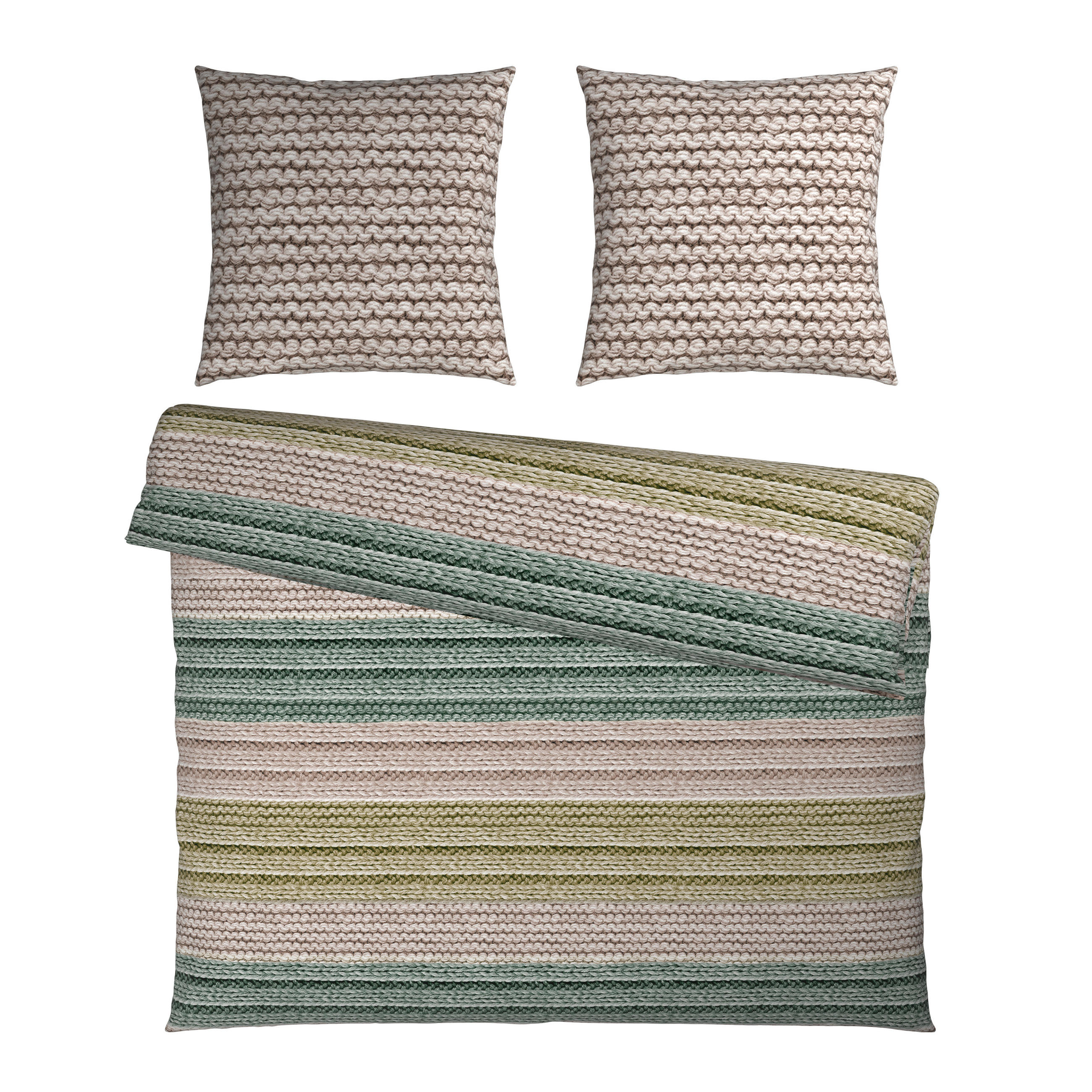 BETTWÄSCHE Cozy Knit Flanell 200/200 cm  - Grün, Design, Textil (200/200cm) - Novel
