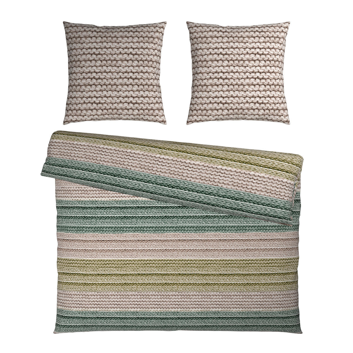 BETTWÄSCHE Cozy Knit Flanell 200/200 cm  - Grün, Design, Textil (200/200cm) - Novel