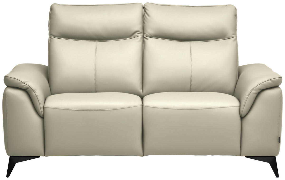2-SITZER-SOFA  in Echtleder Creme   - Creme/Schwarz, Design, Leder/Metall (176/105/98cm) - Belluti