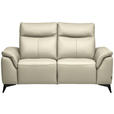 2-SITZER-SOFA  in Echtleder Creme   - Creme/Schwarz, Design, Leder/Metall (176/105/98cm) - Belluti