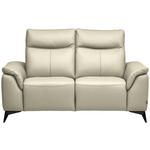 2-SITZER-SOFA  in Echtleder Creme   - Creme/Schwarz, Design, Leder/Metall (176/105/98cm) - Belluti
