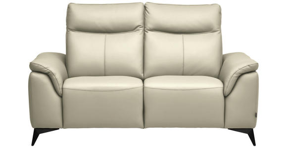 2-SITZER-SOFA  in Echtleder Creme   - Creme/Schwarz, Design, Leder/Metall (176/105/98cm) - Belluti