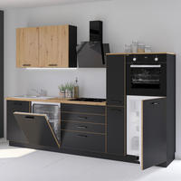 KUCHYŇSKÁ LINKA BLACKY 280 - černá/dub artisan, Design, kompozitní dřevo/plast (280cm) - P & B