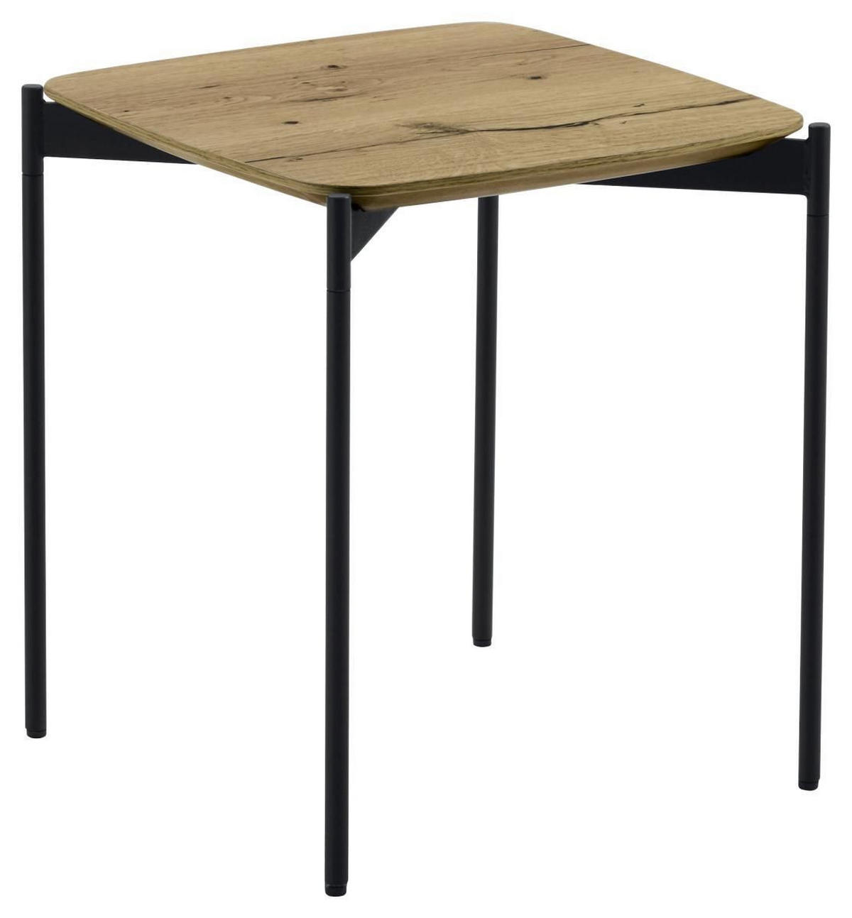 BEISTELLTISCH in Holz, Metall 43/43/49 cm  - Eichefarben/Schwarz, Design, Holz/Metall (43/43/49cm) - Venjakob