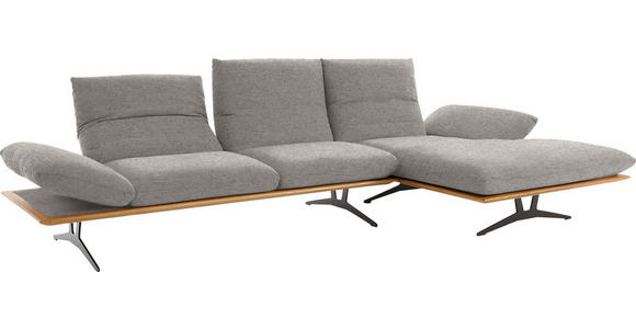 ECKSOFA in Flachgewebe Hellgrau 314/159 cm - Hellgrau/Schwarz, Design, Holz/Textil (314/159cm) - Dieter Knoll