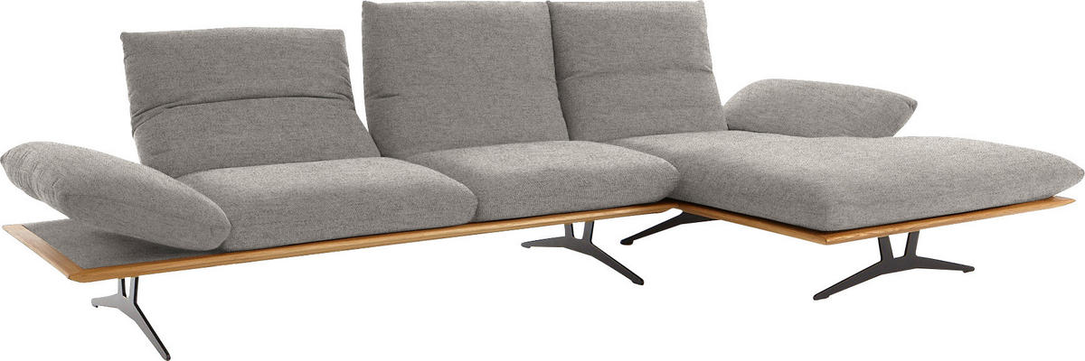 ECKSOFA in Flachgewebe Hellgrau  314/159 cm  - Hellgrau/Schwarz, Design, Holz/Textil (314/159cm) - Dieter Knoll