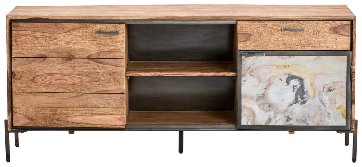 SIDEBOARD  in 180/77/40 cm  - Sheeshamfarben/Grau, KONVENTIONELL, Holz/Stein (180/77/40cm) - Livetastic