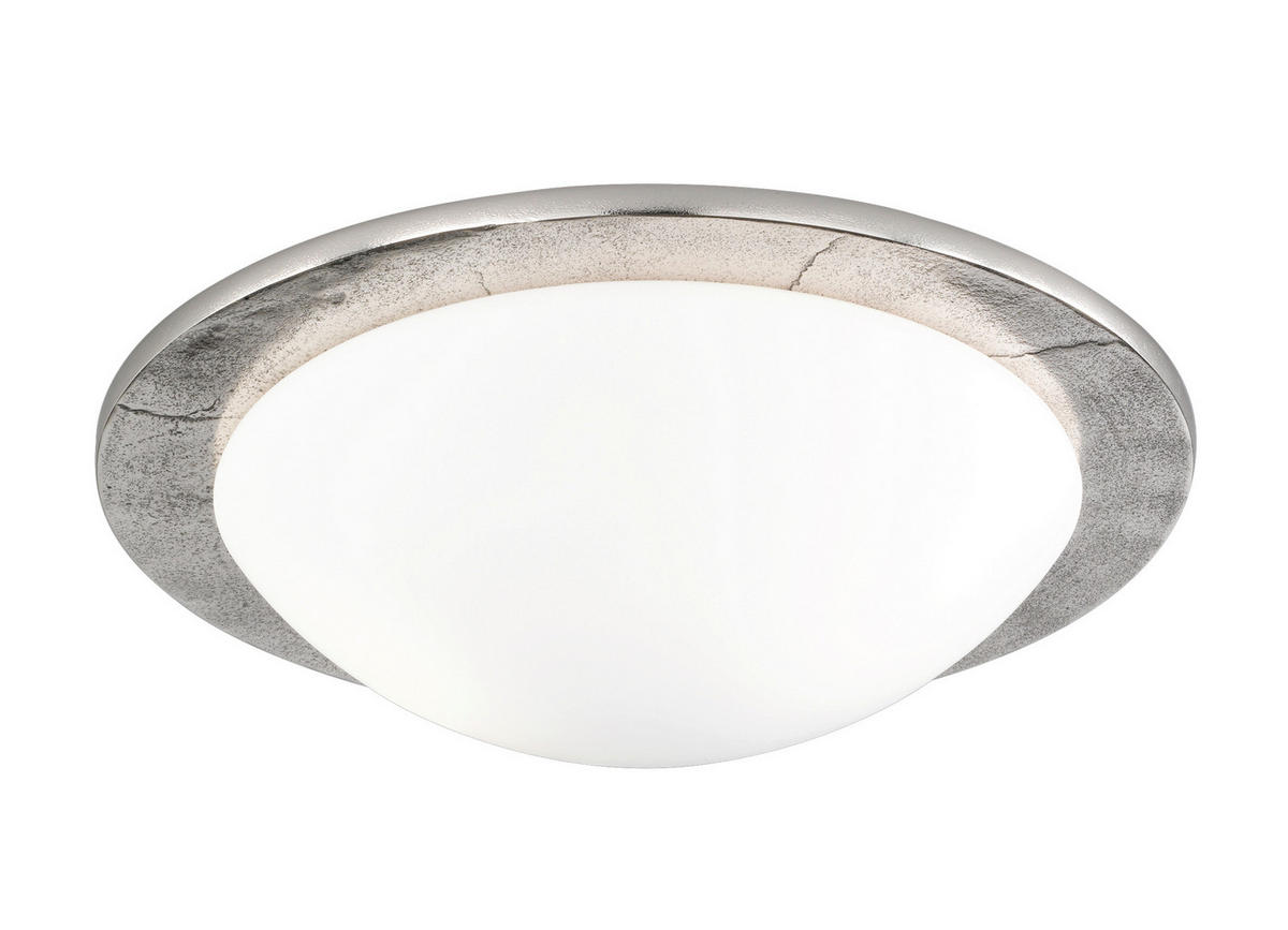DECKENLEUCHTE 46 W  38/11,5 cm    - Opal/Nickelfarben, LIFESTYLE, Glas/Metall (38/11,5cm) - Fischer & Honsel
