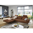 ECKSOFA in Echtleder Hellbraun  180/310 cm  - Hellbraun/Schwarz, Design, Leder/Metall (180/310cm) - Dieter Knoll