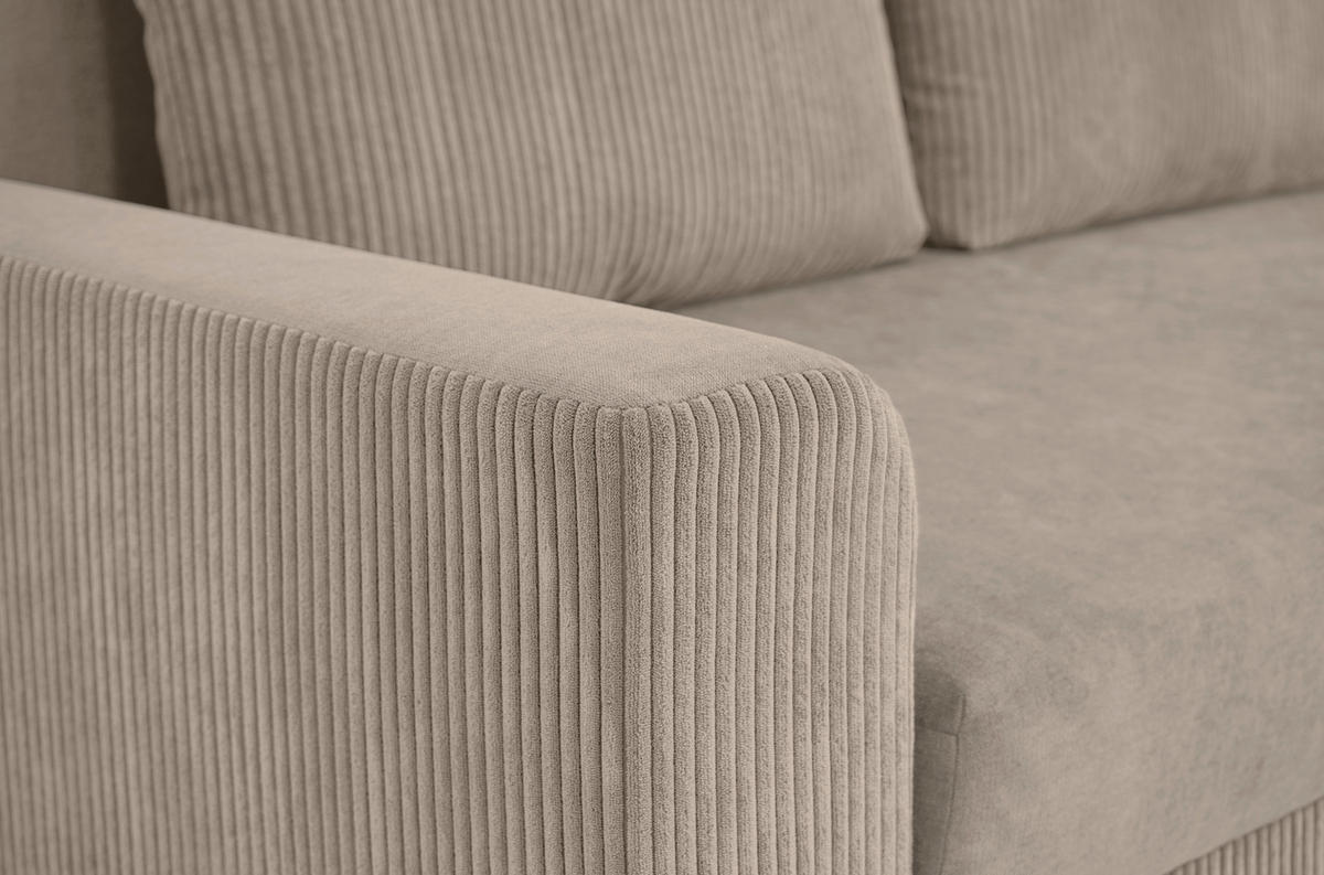 ECKSOFA in Cord, Mikrofaser Taupe  - Taupe/Chromfarben, Design, Kunststoff/Textil (239/141cm) - Livetastic