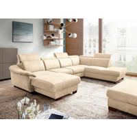 WOHNLANDSCHAFT TREND in Mikrofaser Beige  - Wengefarben/Beige, Design, Holz/Textil (238/347/273cm) - Livetastic