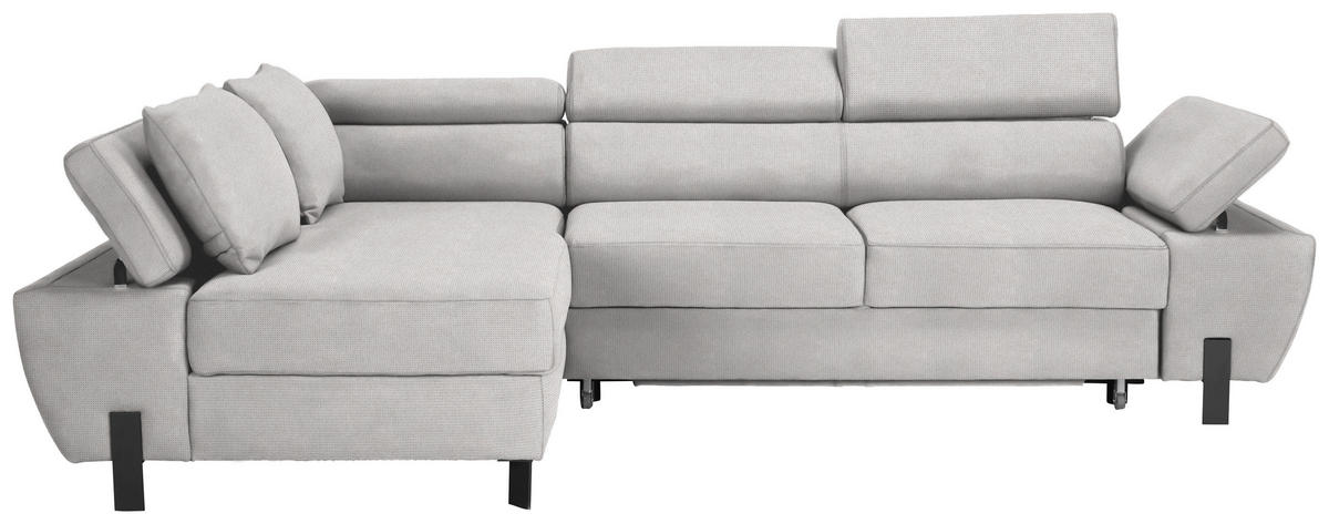 HÖRNSOFFA i vävt tyg ljusgrå  - ljusgrå/svart, Modern, metall/textil (189/90/277cm) - MID.YOU