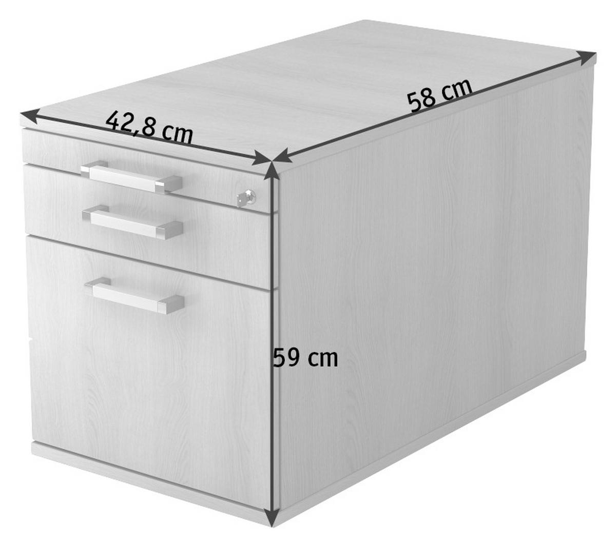 ROLLCONTAINER 42,8/59/58 cm  - Chromfarben/Eichefarben, KONVENTIONELL, Holzwerkstoff/Kunststoff (42,8/59/58cm) - Venda