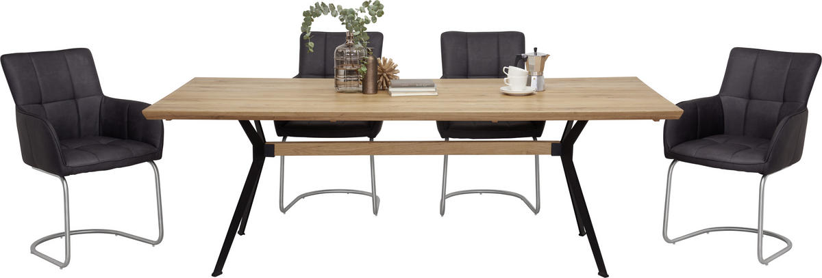 MATBORD i trä 220/100/76 cm   - svart/ekfärgad, Natur, metall/trä (220/100/76cm) - Linea Natura